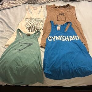 Gymshark Blue and Green Tank Tops Set